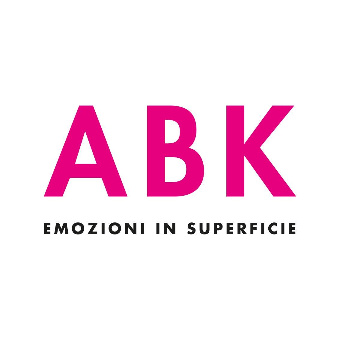 Un logo abk rosa su sfondo bianco