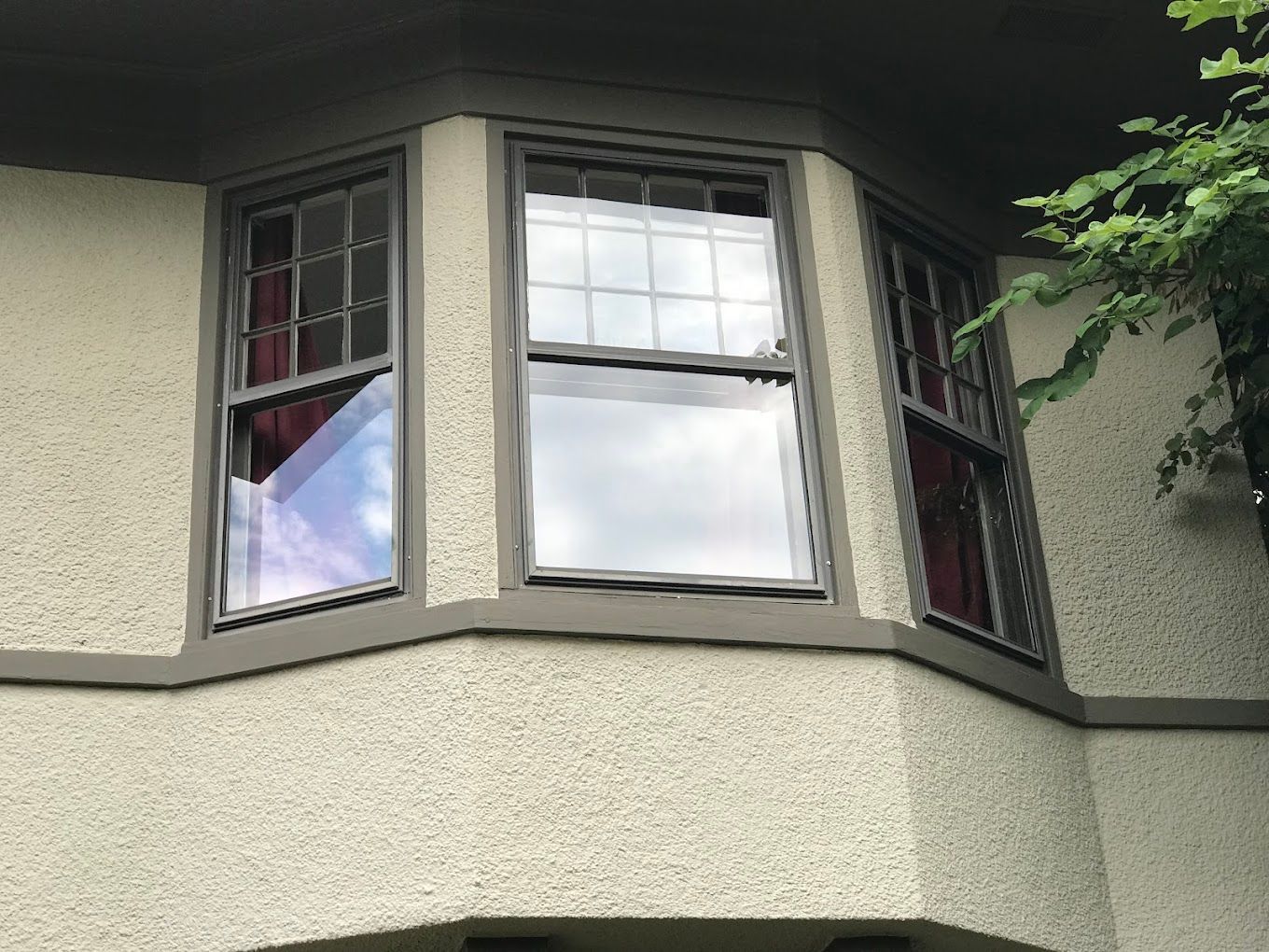 A bay window on the side of a building