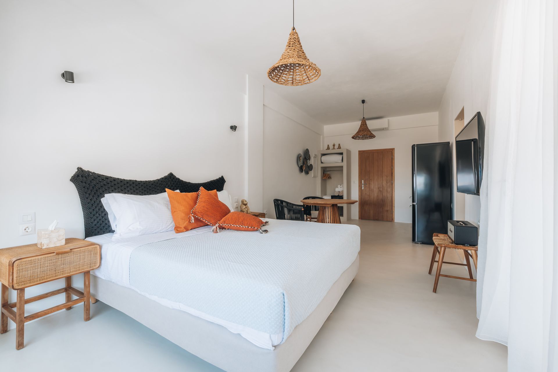 There is a large bed in the middle of the room.