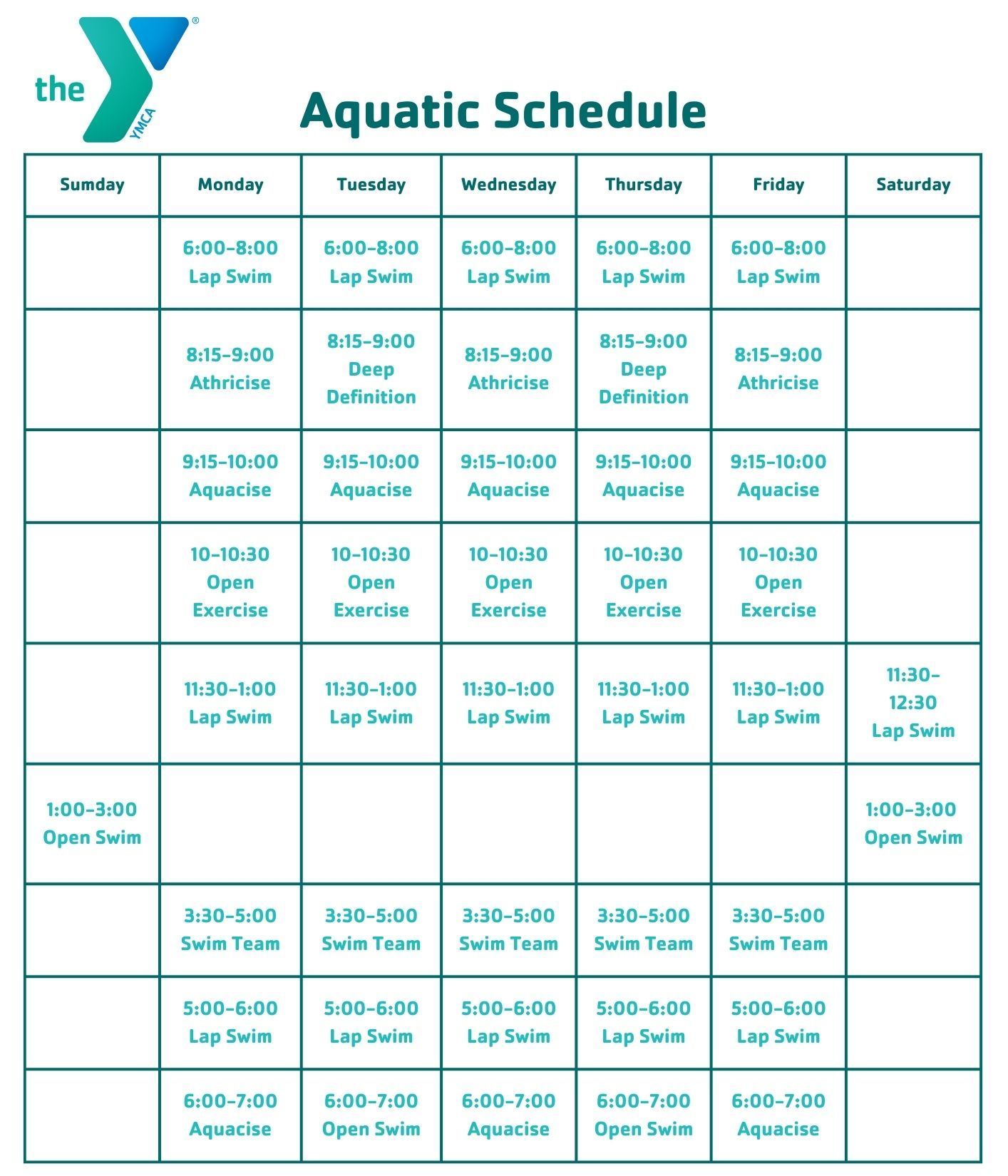 Mexico Area Family YMCA Pool Schedule