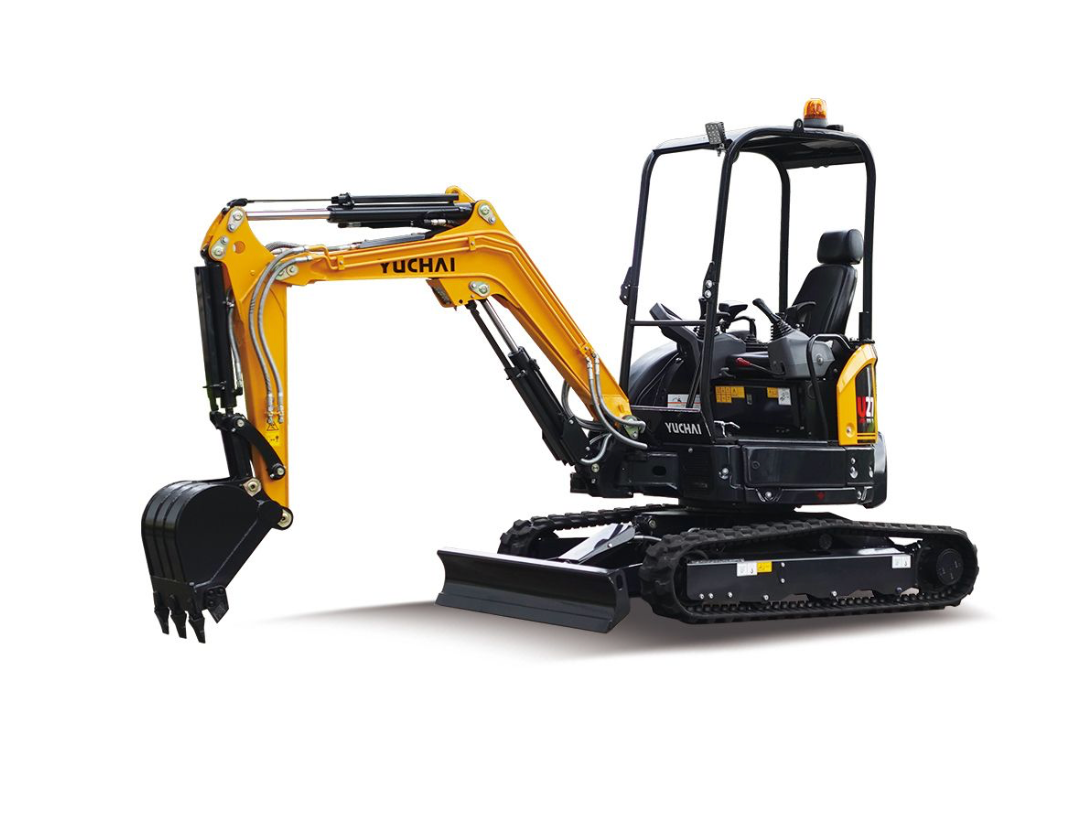 YUCHAI  U35 Yellow and black mini excavator on tracks, used for digging.