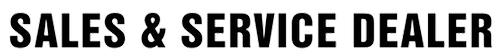 A black and white sign that says sales & service dealer