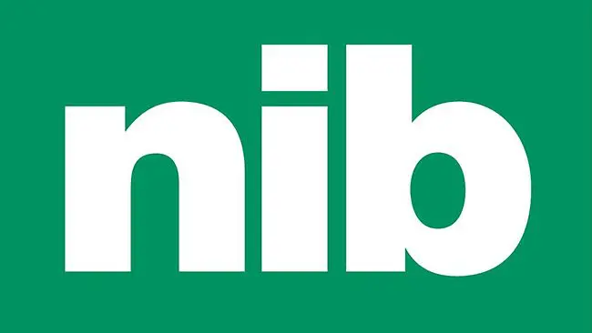 The nib logo is white on a green background.