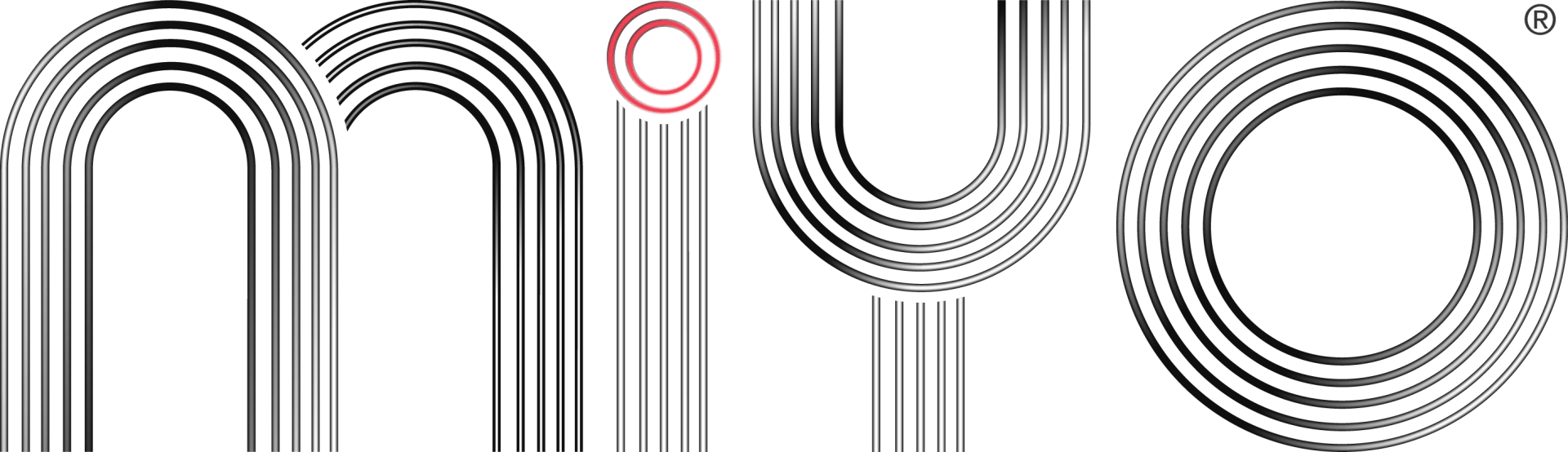 A black and white logo for a company called miyo.