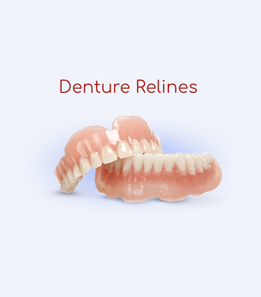 A pair of denture relines on a blue background.