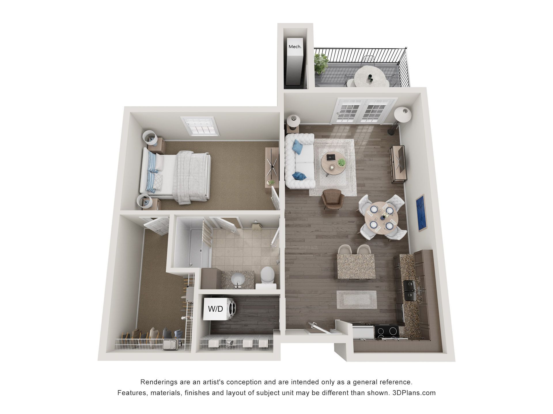 The Milana Floorplan - 1 bedroom 1 bathroom