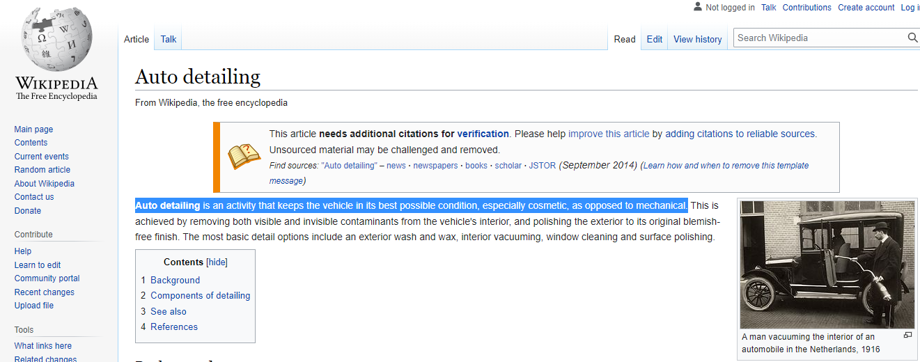 a wikipedia page with a picture of a car on it