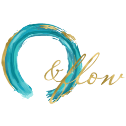 A logo for a company called flow with a blue and gold circle