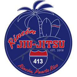 A blue and red logo for pincon jiu-jitsu