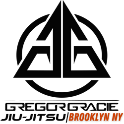 A black and white logo for gregor gracie jiu-jitsu brooklyn ny