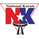 A logo for national karate with a black belt