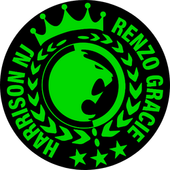 A green logo with a crown and the words renzo gracie