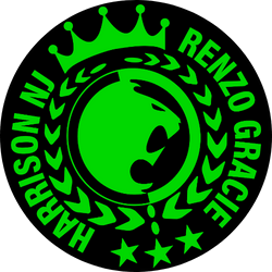 A green logo with a crown and the words renzo gracie