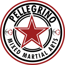 The logo for pellegrino mixed martial arts is a red star in a circle.