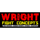 The logo for wright fight concepts is red and yellow on a black background.