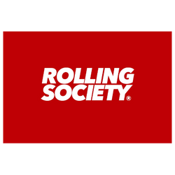 The rolling society logo is on a red background.
