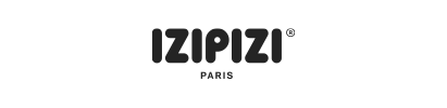 El logotipo de izipizi Paris se muestra sobre un fondo blanco.