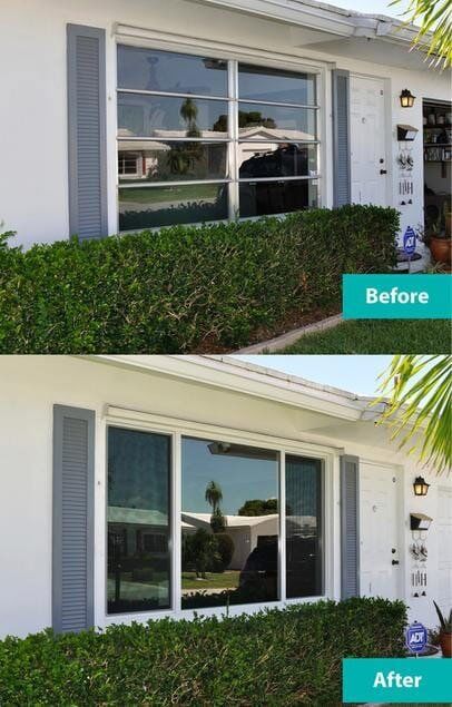 Custom Four Section Glass Door Before & After — Window Repair in Deerfield Beach, FL