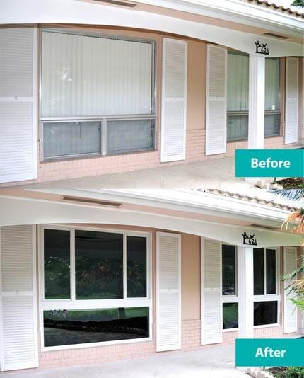 Custom House Glass Door Before & After — Window Repair in Deerfield Beach, FL