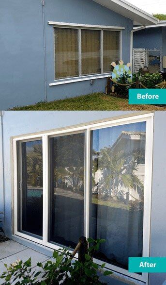 Custom Sliding Glass Door Before & After — Window Repair in Deerfield Beach, FL
