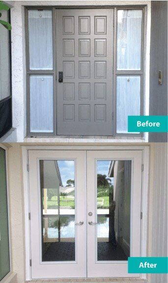 Elegant Glass Door Before & After — Window Repair in Deerfield Beach, FL