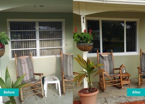 Green House Window Before & After — Window Repair in Deerfield Beach, FL