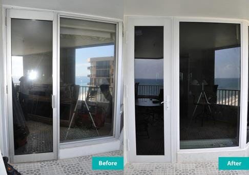 House Sliding Glass Door Before & After — Window Repair in Deerfield Beach, FL