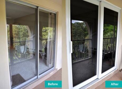 Indoor Glass Window Door Before & After — Window Repair in Deerfield Beach, FL