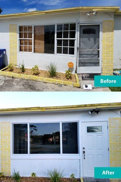 Modern Glass Window Before & After — Window Repair in Deerfield Beach, FL
