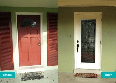 Single Glass Door Before & After — Window Repair in Deerfield Beach, FL