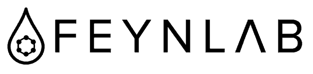 Logo for FEYNLAB, a wordmark with a teardrop symbol containing a six-pointed star.