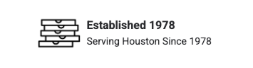 Logo with stacked planks icon and text: “Established 1978” and “Serving Houston Since 1978”