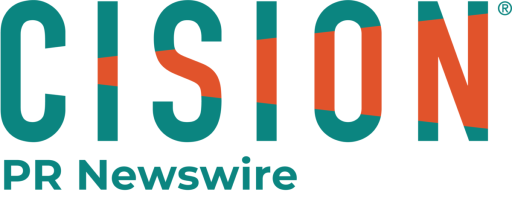 Cision PR Newswire logo with teal and orange letters on a white background.