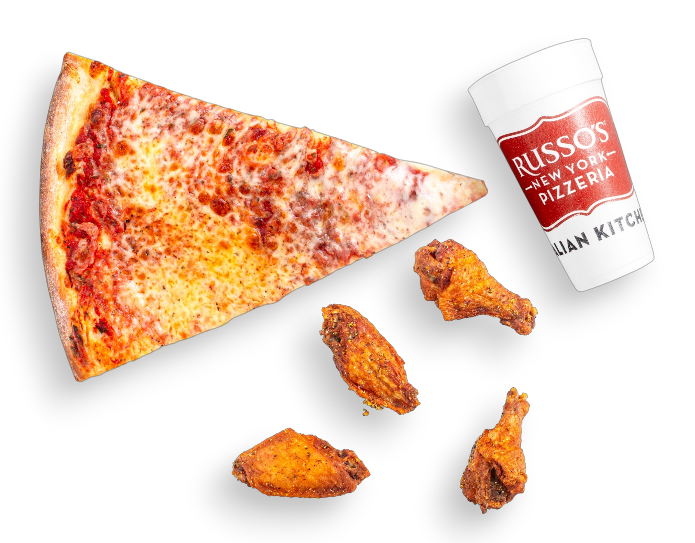 Giant Cheese Slice Wings and Drink
