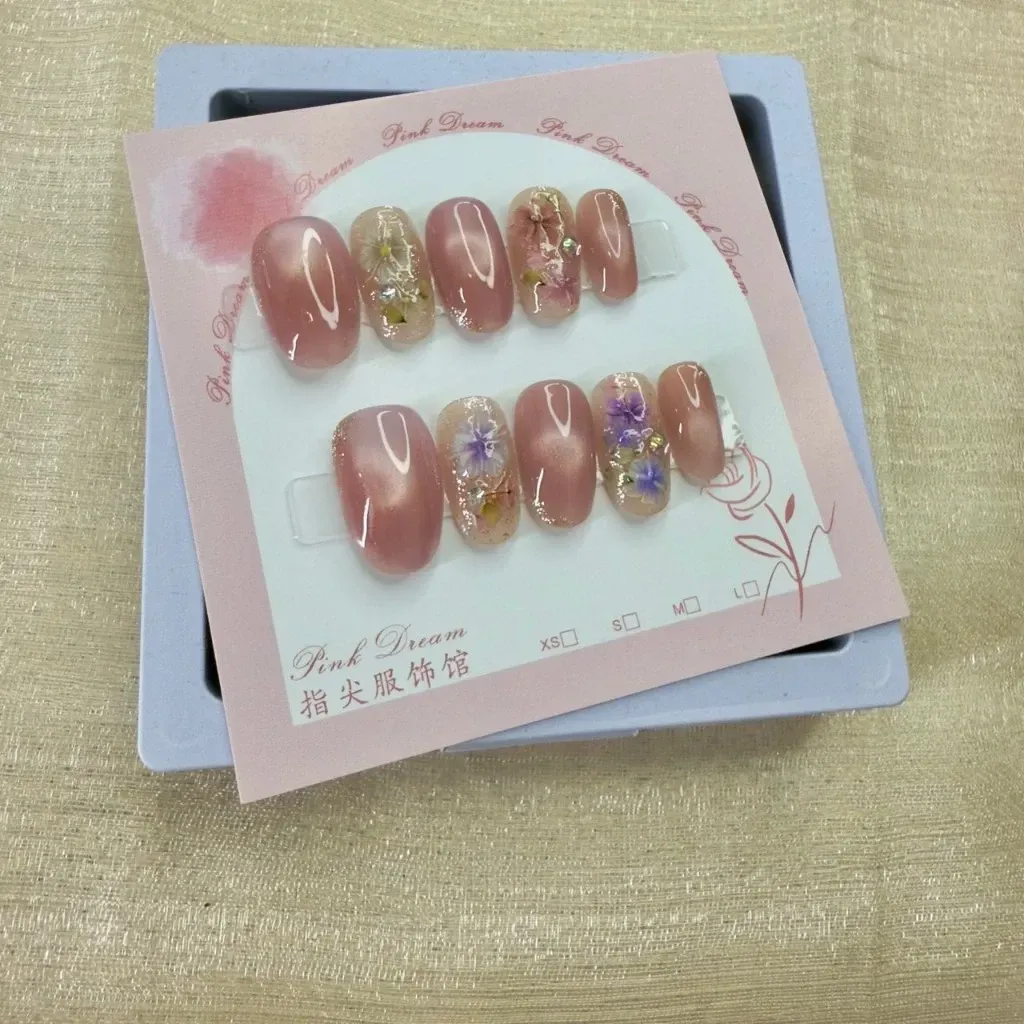 B30-2公分橢圓/細閃永生花海 原創設計手工穿戴甲/附贈工具包/附贈收納盒