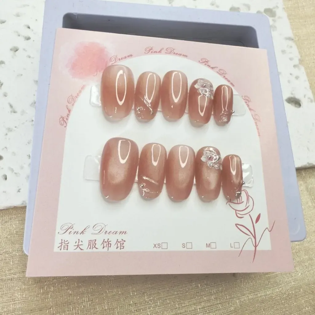 B31-2公分橢圓/絲絨金粉粿 原創設計手工穿戴甲/附贈工具包/附贈收納盒