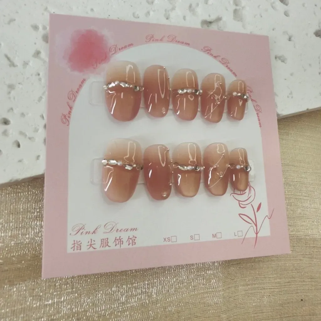 D20 2公分橢圓甲/低調裸粉千金 原創設計手工穿戴甲/附贈工具包/附贈收納盒