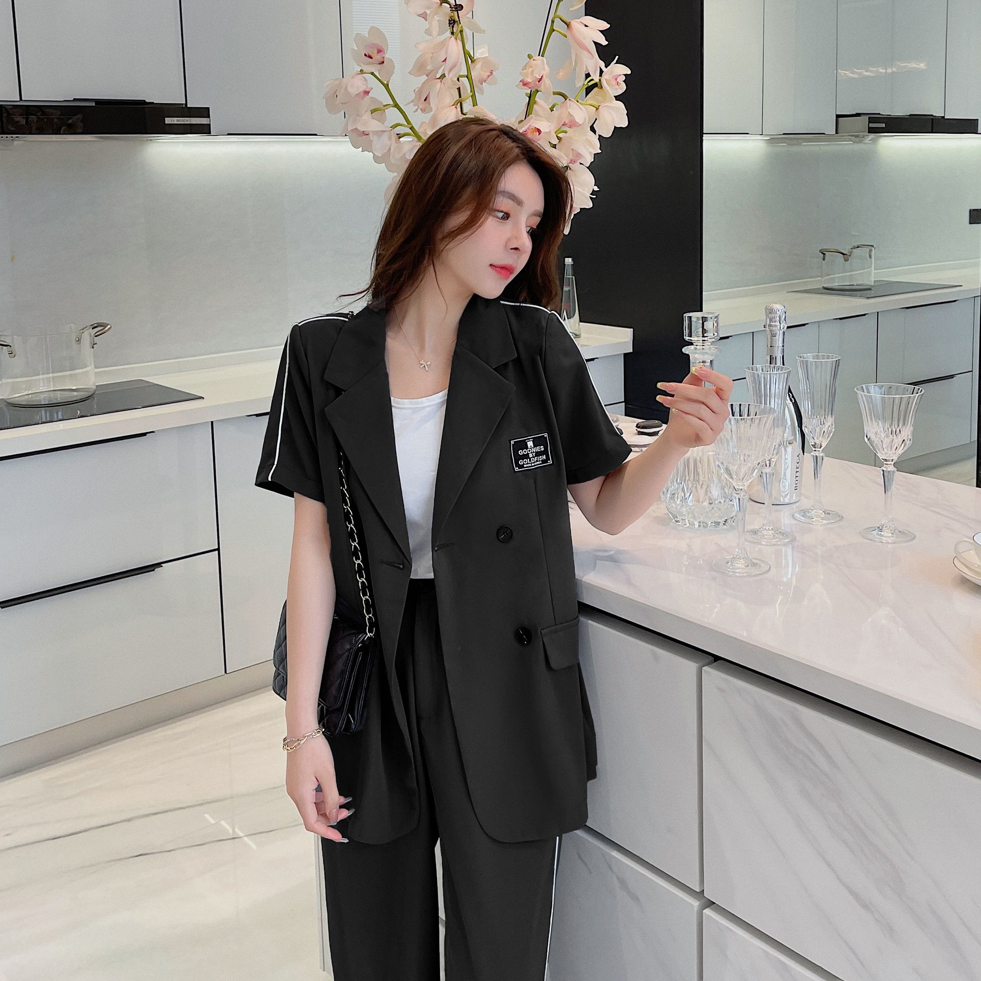 X現貨X一件免運X 989 簡約休閒款 短袖百搭西裝套裝-2色