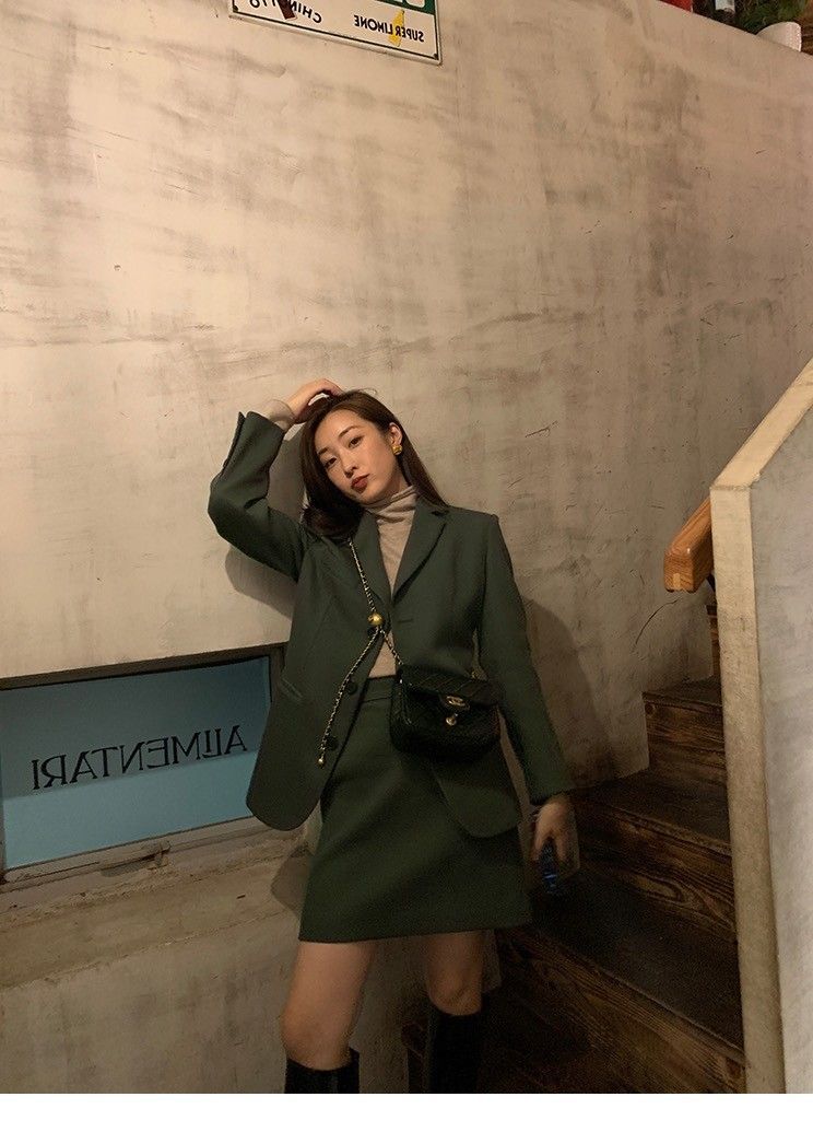 X現貨X一件免運X 滿滿高級感 質感簡約西裝裙套裝-2色