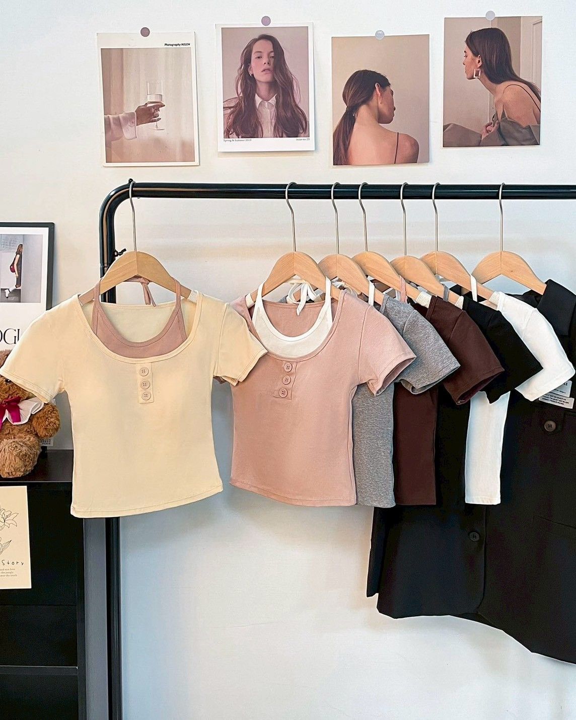 X現貨X一件免運X 免穿內衣系列 假兩件式掛脖設計感上衣-6色