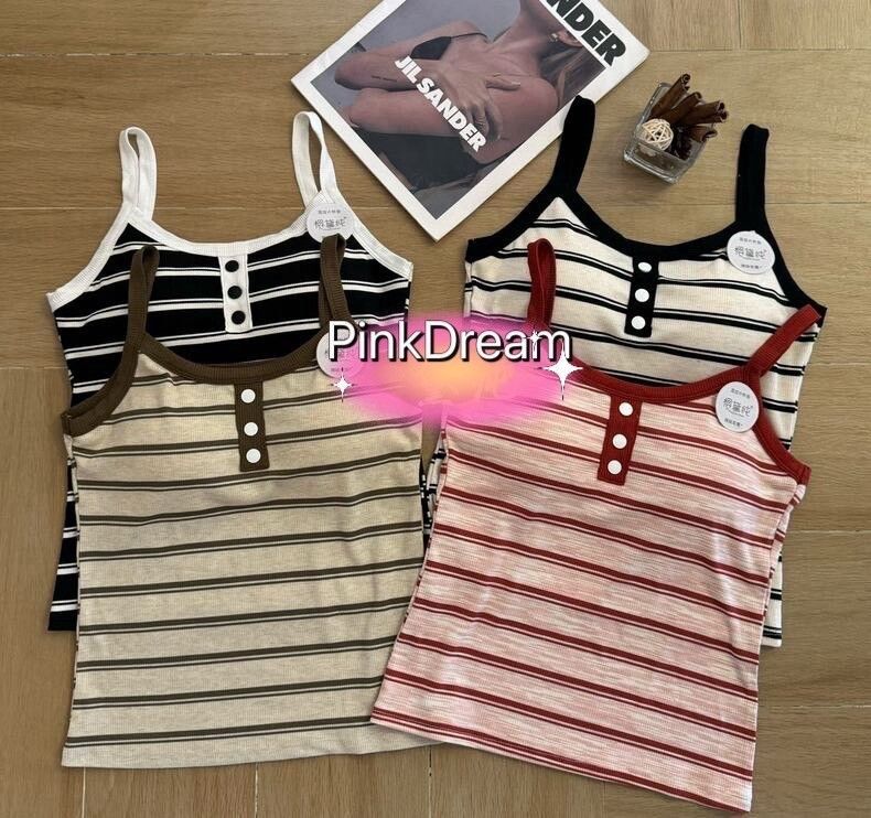 X現貨X一件免運X 免穿內衣系列 可愛撞色條紋背心-4色