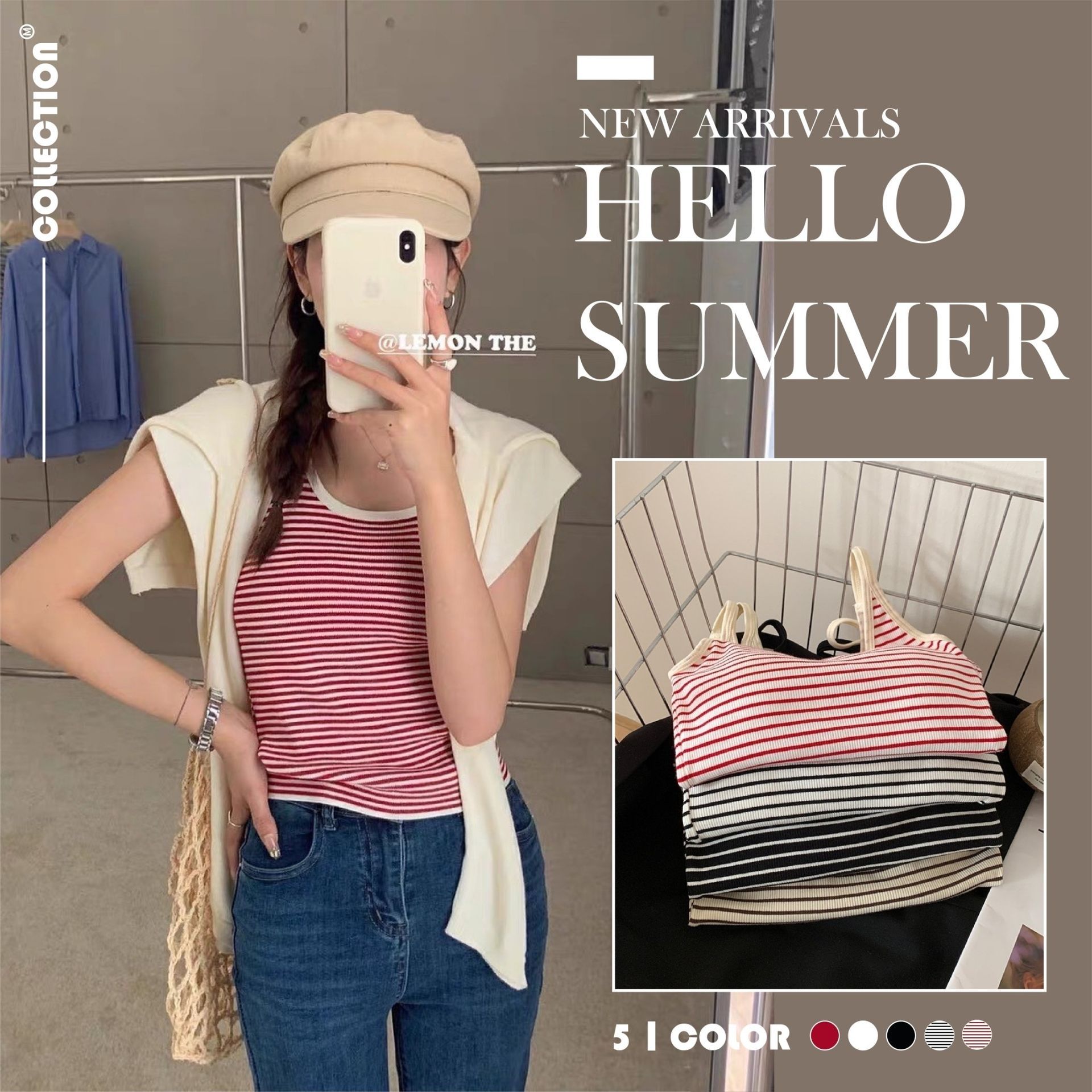 X現貨X多件優惠X 免穿內衣系列 螺紋小方領撞色邊背心-5色