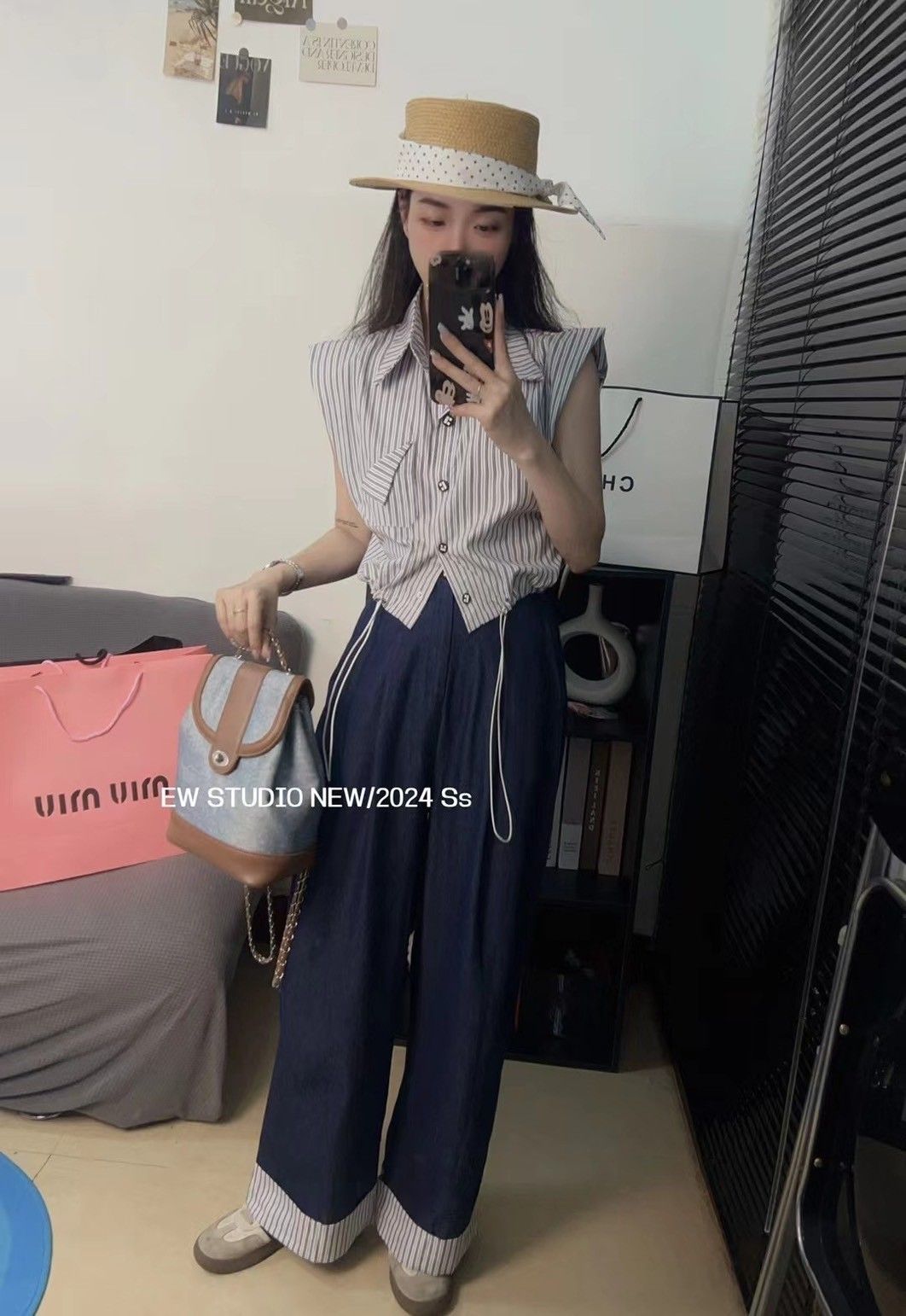 X現貨X一件免運X 質感休閒款 條紋抽繩上衣闊腿長褲套裝