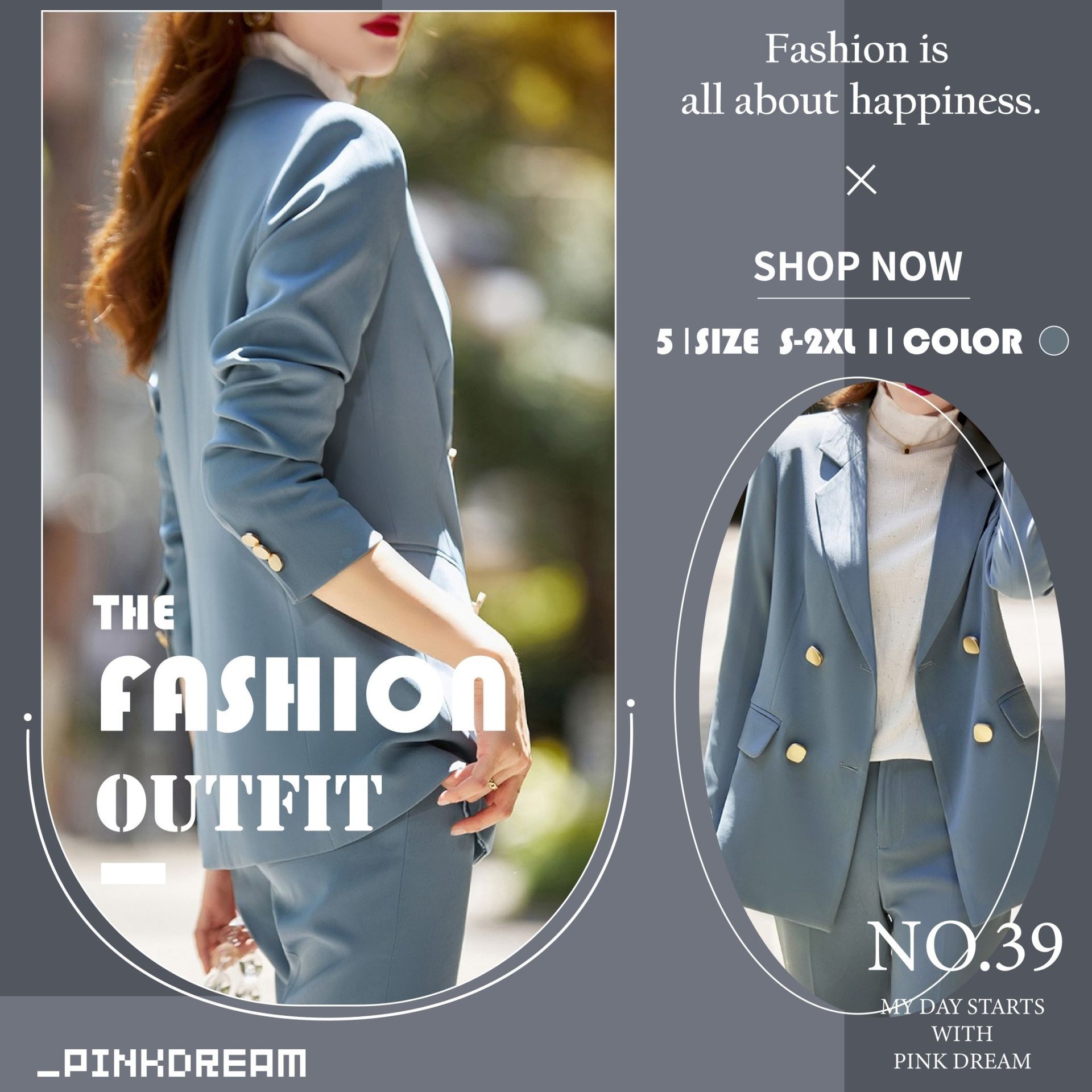 X現貨X一件免運X 職場必備外套 簡約不規則扣西裝外套-霧霾藍