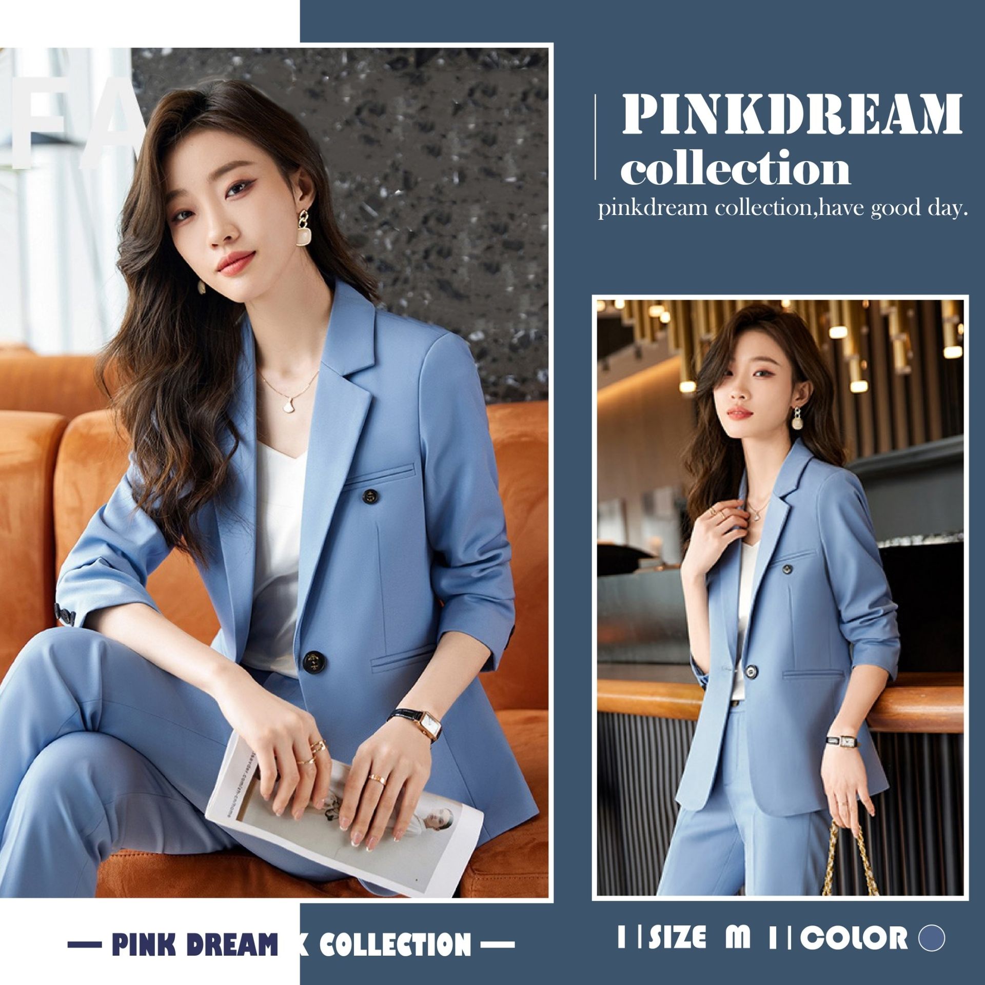 X現貨X一件免運X 質感簡約大口袋收腰西裝外套-天空藍