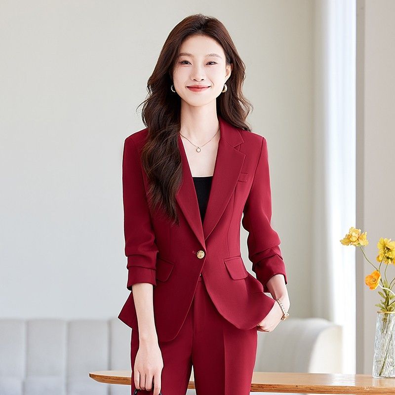 X現貨X一件免運X 高級有造型 造型一粒口外套微喇叭褲西裝套裝-2色