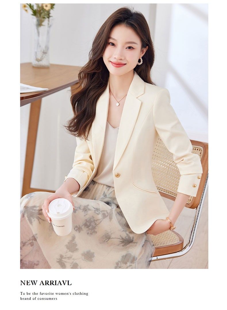 X現貨X一件免運X 質感百搭款 純色金扣西裝外套-3色