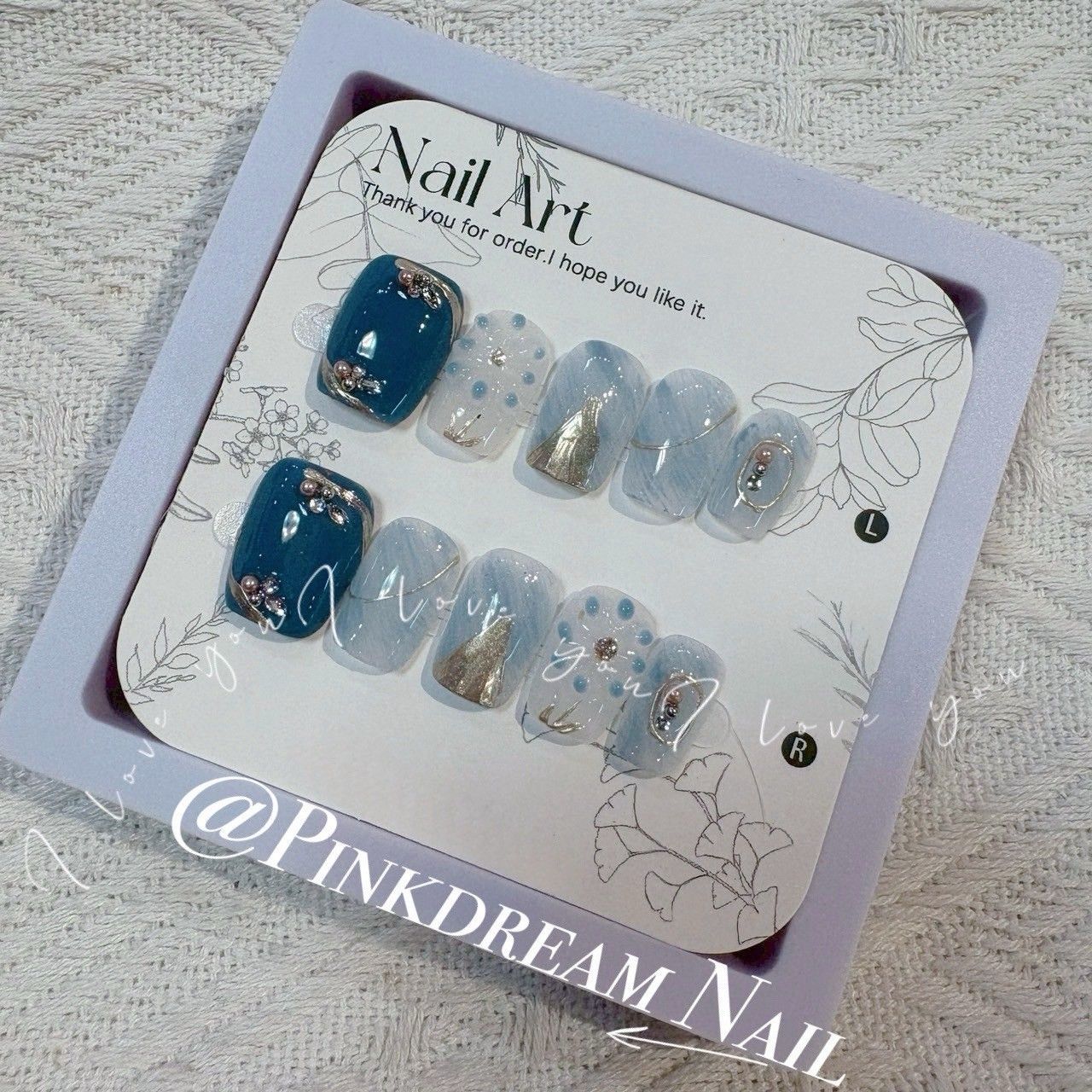 X現貨X一件免運X 超水指尖服飾 1.6公分短方/蔚藍之海 /原創設計手工穿戴甲/附贈工具包/附贈收納盒