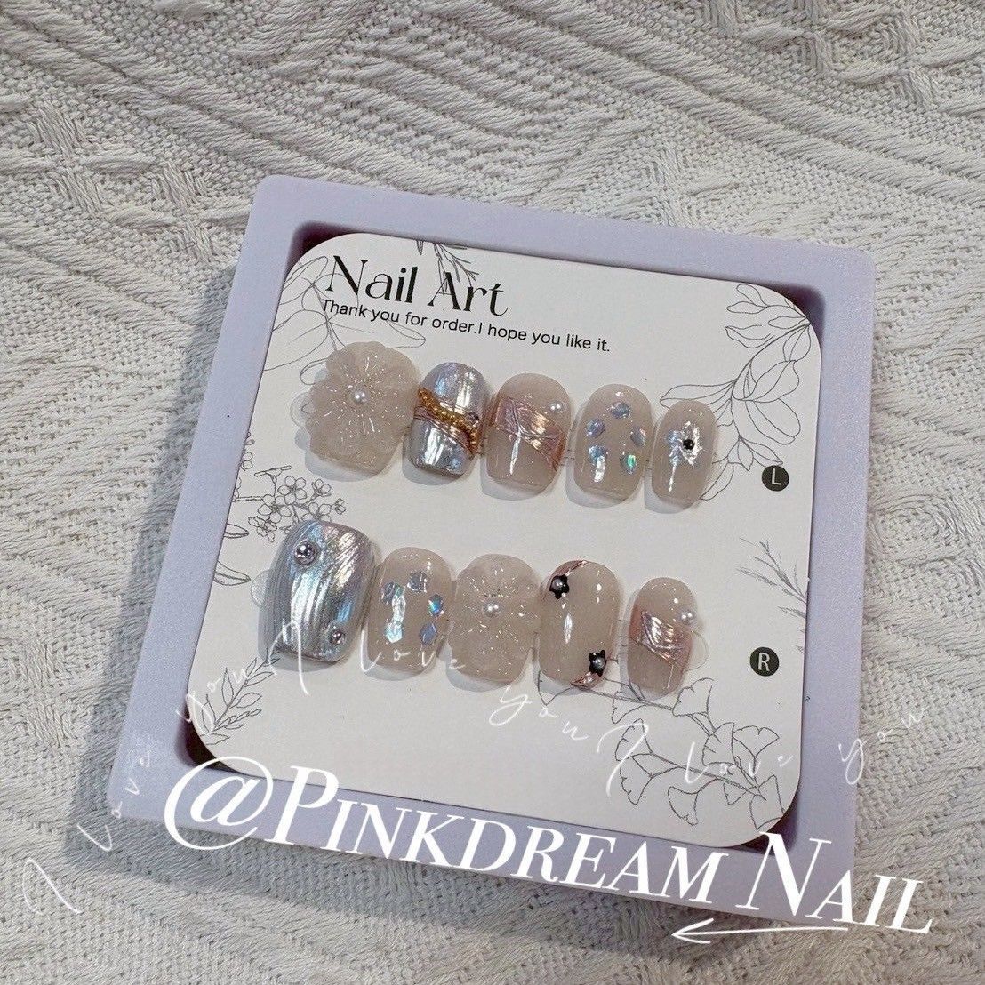 X現貨X一件免運X 超水指尖服飾 1.6公分短方 銀河之花 /原創設計手工穿戴甲/附贈工具包/附贈收納盒