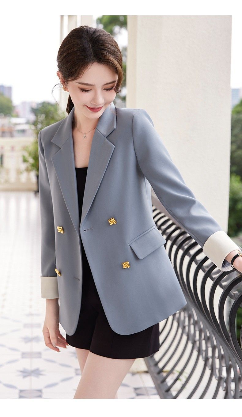 X現貨X一件免運X 高級特殊色 灰藍色休閒闊版西裝外套